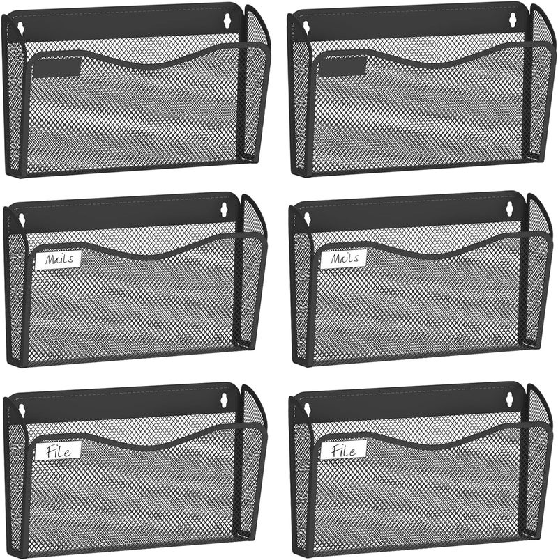 BOHDK Wall File Organizer, Mesh Hanging File Organizer, Home Office Organization and Storage, 6 Single Pockets Document Magazine Rack - Image 1